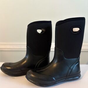 Athletech Black Kids Rain Winter Boots Rubber Size :Youth 4